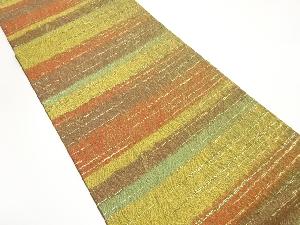 金糸　横段模様織り出し　袋帯